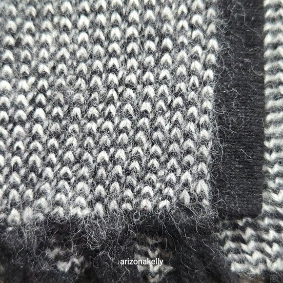 {{{Thick}}} Cashmere Wrap Birdseye Knit Black & White Symphony - Picture 6 of 14